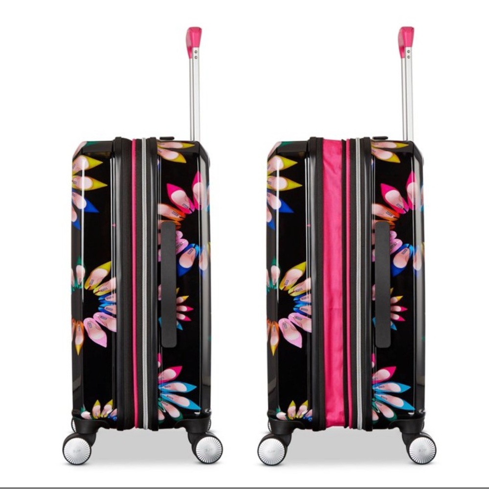 Sarah Jessica Parker Expandable Carry-On 18 inches Black Floral Luggage Set - Picture 2 of 13